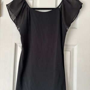 Chic Black Sheer Sleeve Top